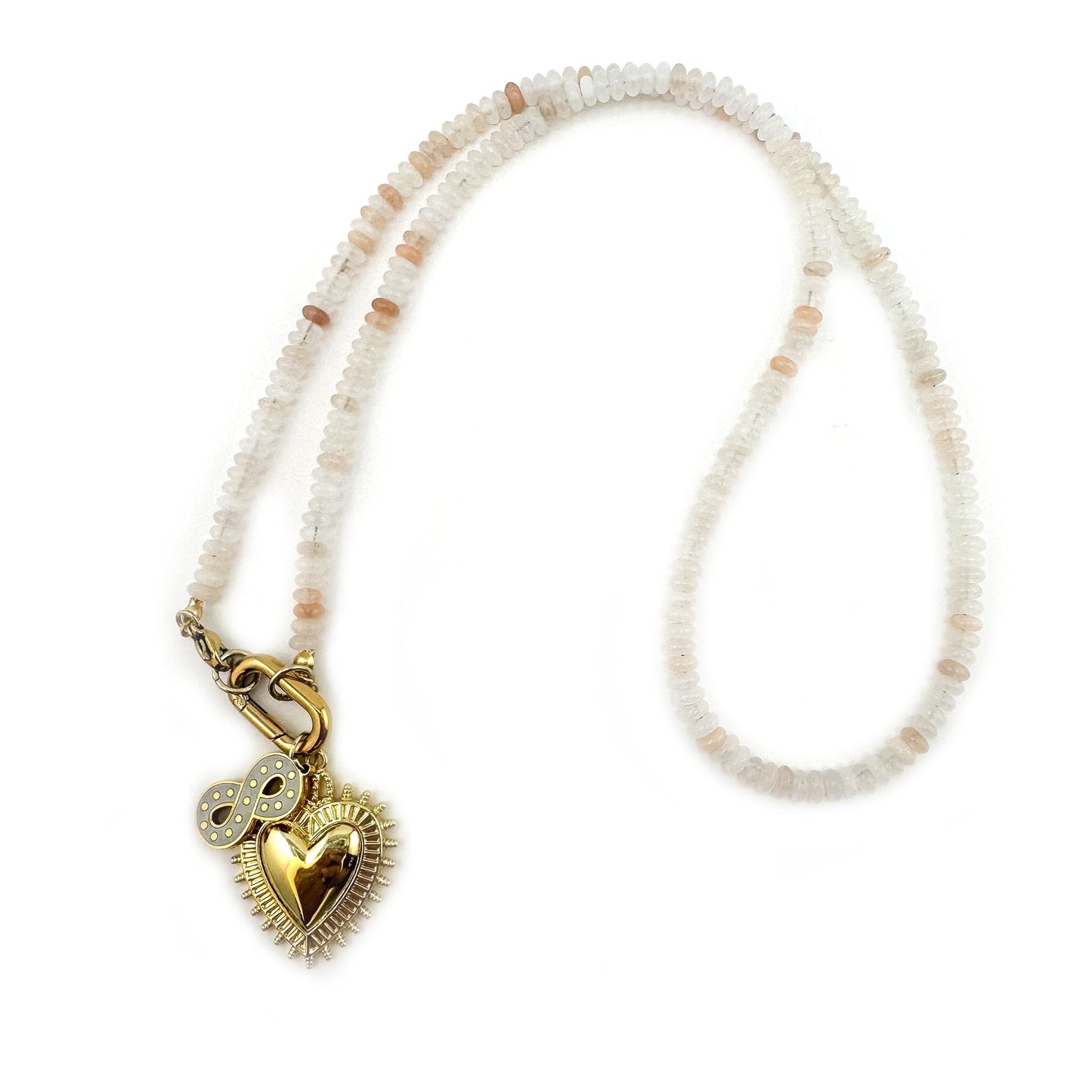 Blane Neutral Gemstone Heart & Infinity Necklace