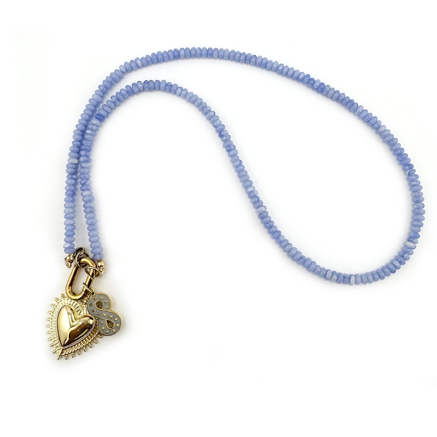 Flynn Light Blue Gemstone Heart & Infinity Necklace