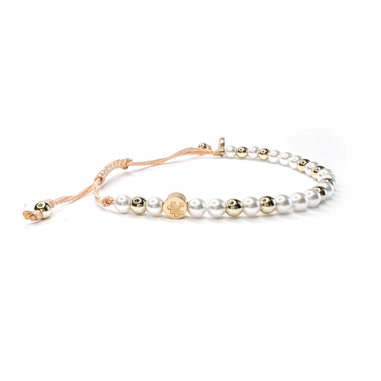 Ava Puzzle Bracelet - Pearl & Gold