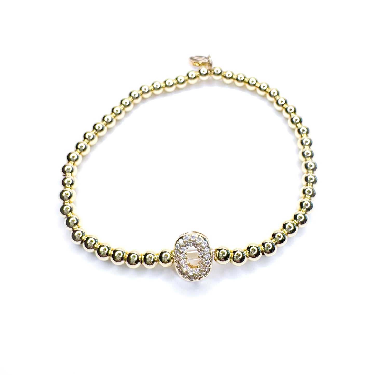 Initial Gold Beaded Stretch Bracelet