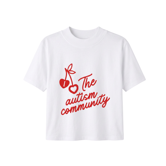 I Love The Autism Community Cropped White Tee