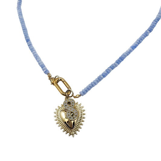 Flynn Light Blue Gemstone Heart & Infinity Necklace