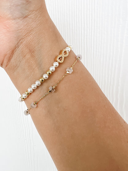 Jacob Infinity Bracelet - Pearl & Gold