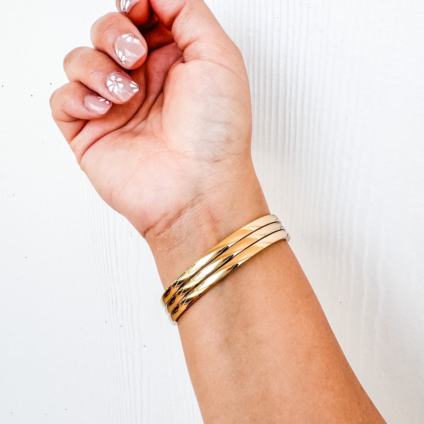 Find Your Strength Gold Open Clasp Bracelet