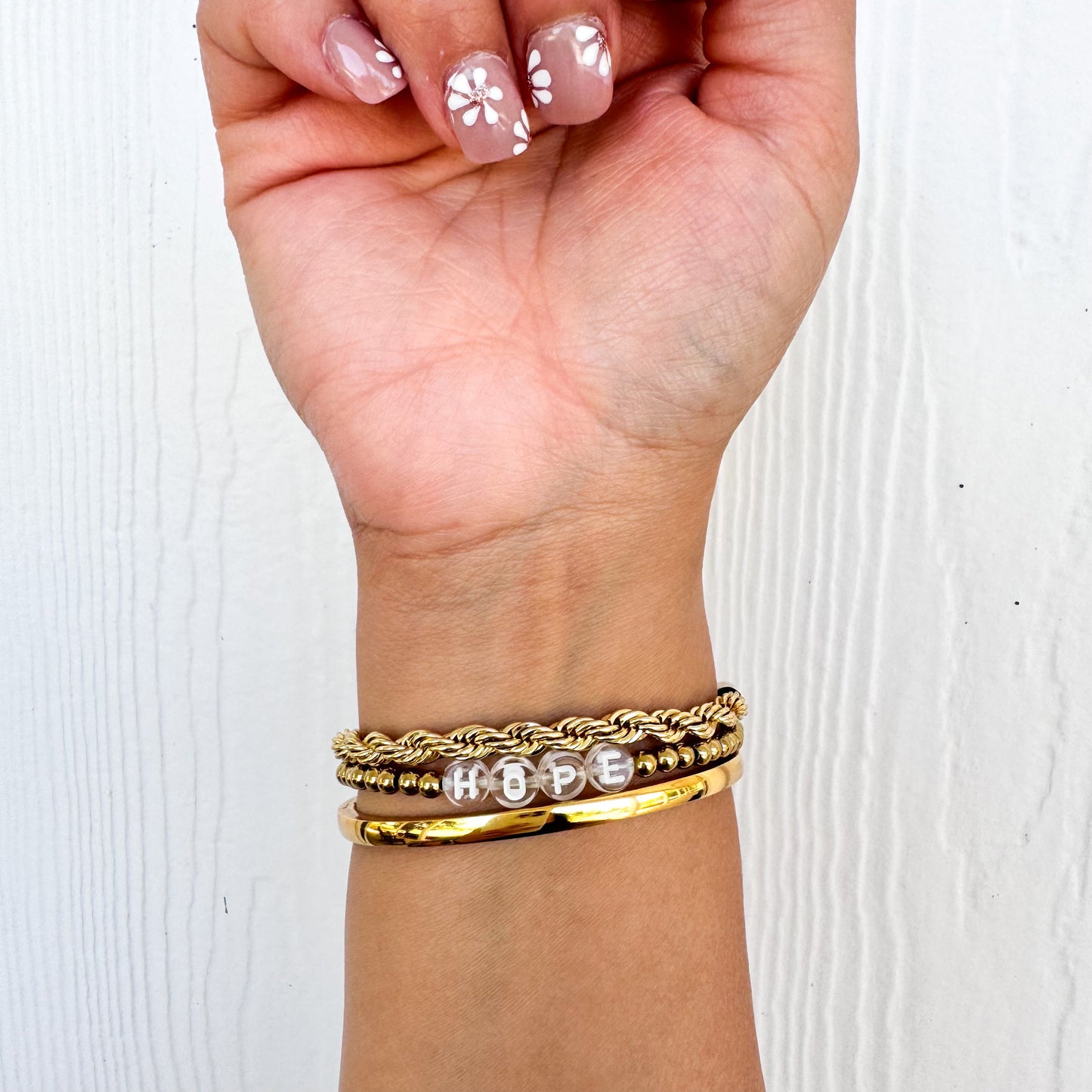 Find Your Strength Gold Open Clasp Bracelet