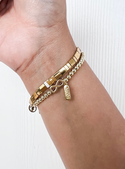 Autism Mom Gold Beaded Bracelet