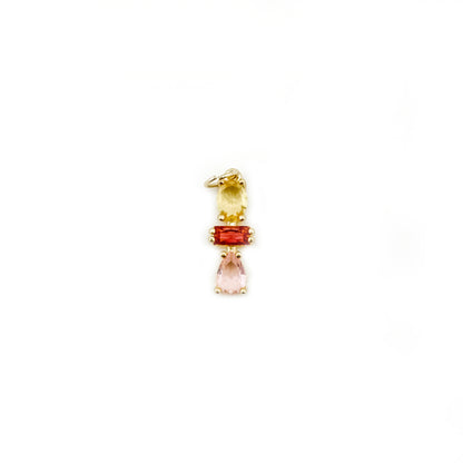 Pink 3 Gemstone Drop Charm