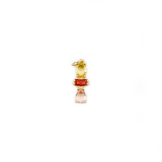 Pink 3 Gemstone Drop Charm
