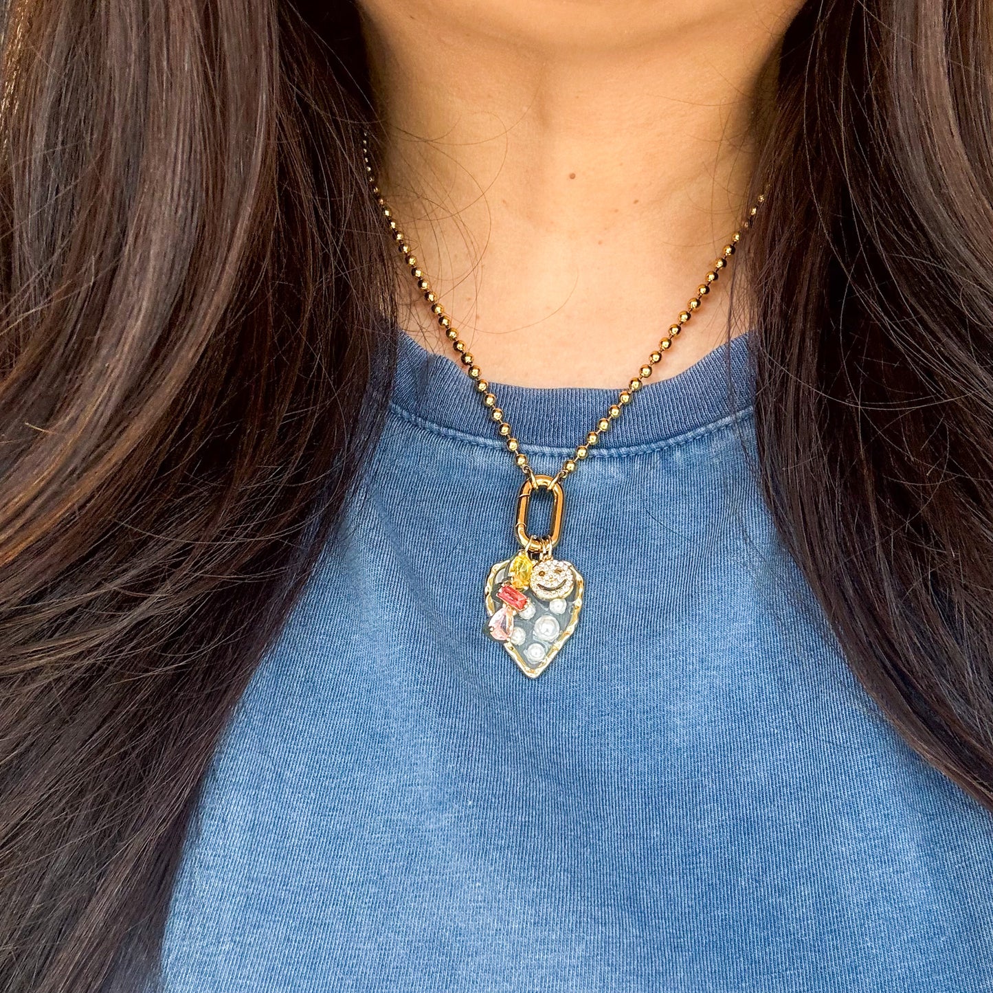 Pink 3 Gemstone Drop Charm