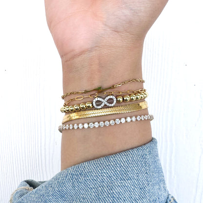 Silver Infinity Chunky Beaded Bracelet