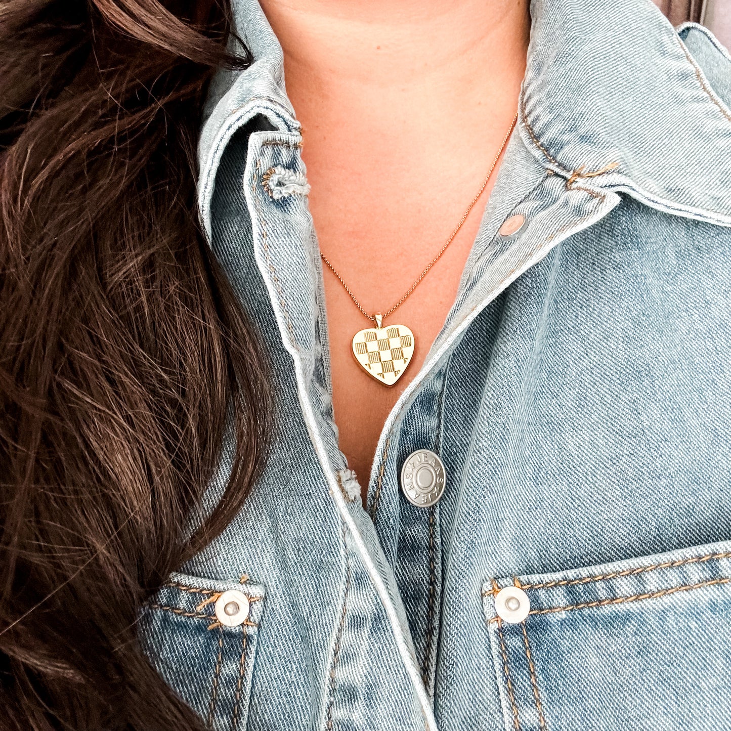 Checkered Heart Necklace