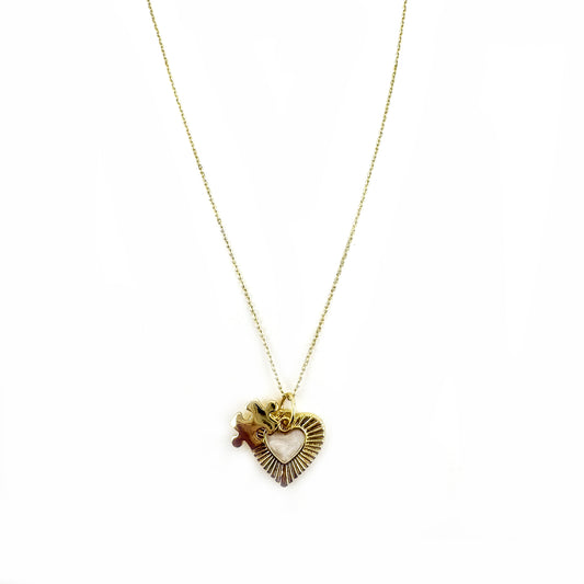 Declan Dainty Heart & Puzzle Necklace