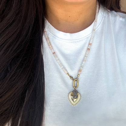 Neutral Gemstone Heart & Infinity Necklace