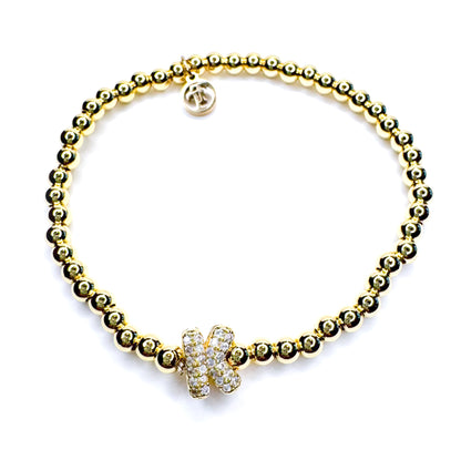 Initial Gold Beaded Stretch Bracelet