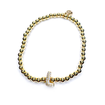 Initial Gold Beaded Stretch Bracelet