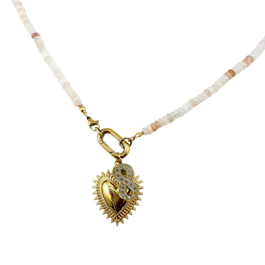 Blane Neutral Gemstone Heart & Infinity Necklace