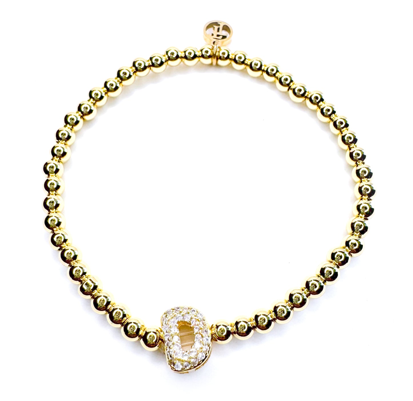 Initial Gold Beaded Stretch Bracelet