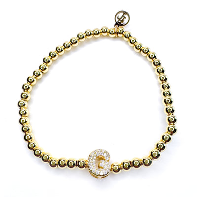 Initial Gold Beaded Stretch Bracelet