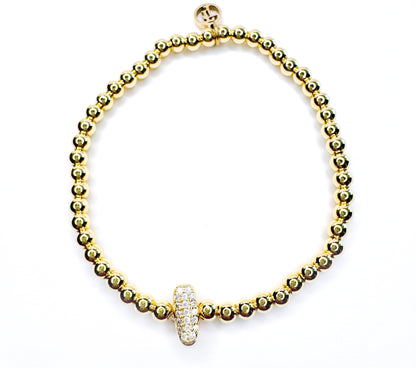 Initial Gold Beaded Stretch Bracelet