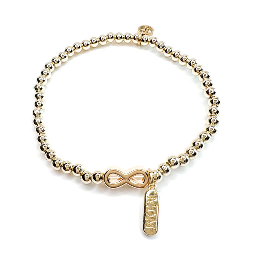 Autism Mom Gold Beaded Bracelet