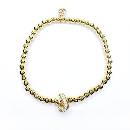 Initial Gold Beaded Stretch Bracelet