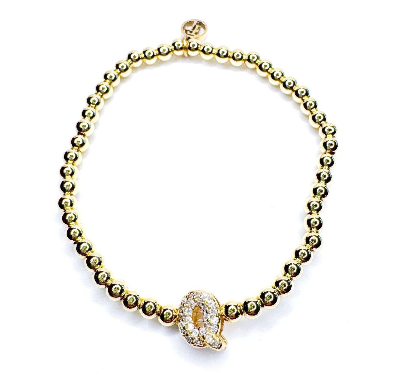 Initial Gold Beaded Stretch Bracelet