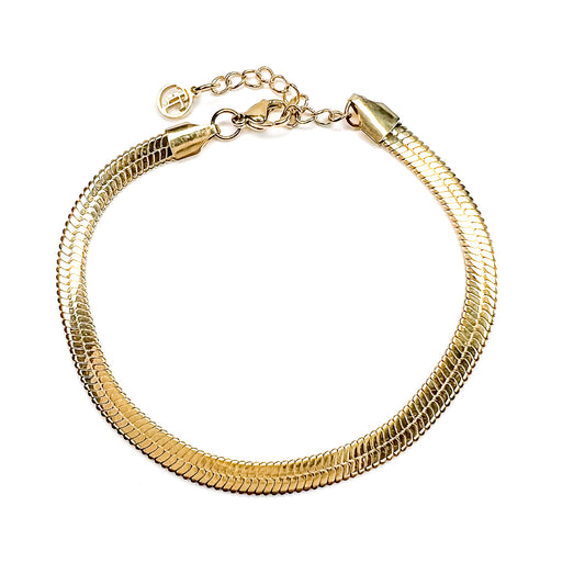Gold Herringbone Snake Chain Bracelet