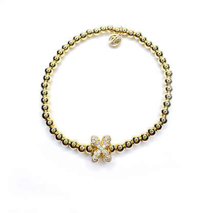 Initial Gold Beaded Stretch Bracelet